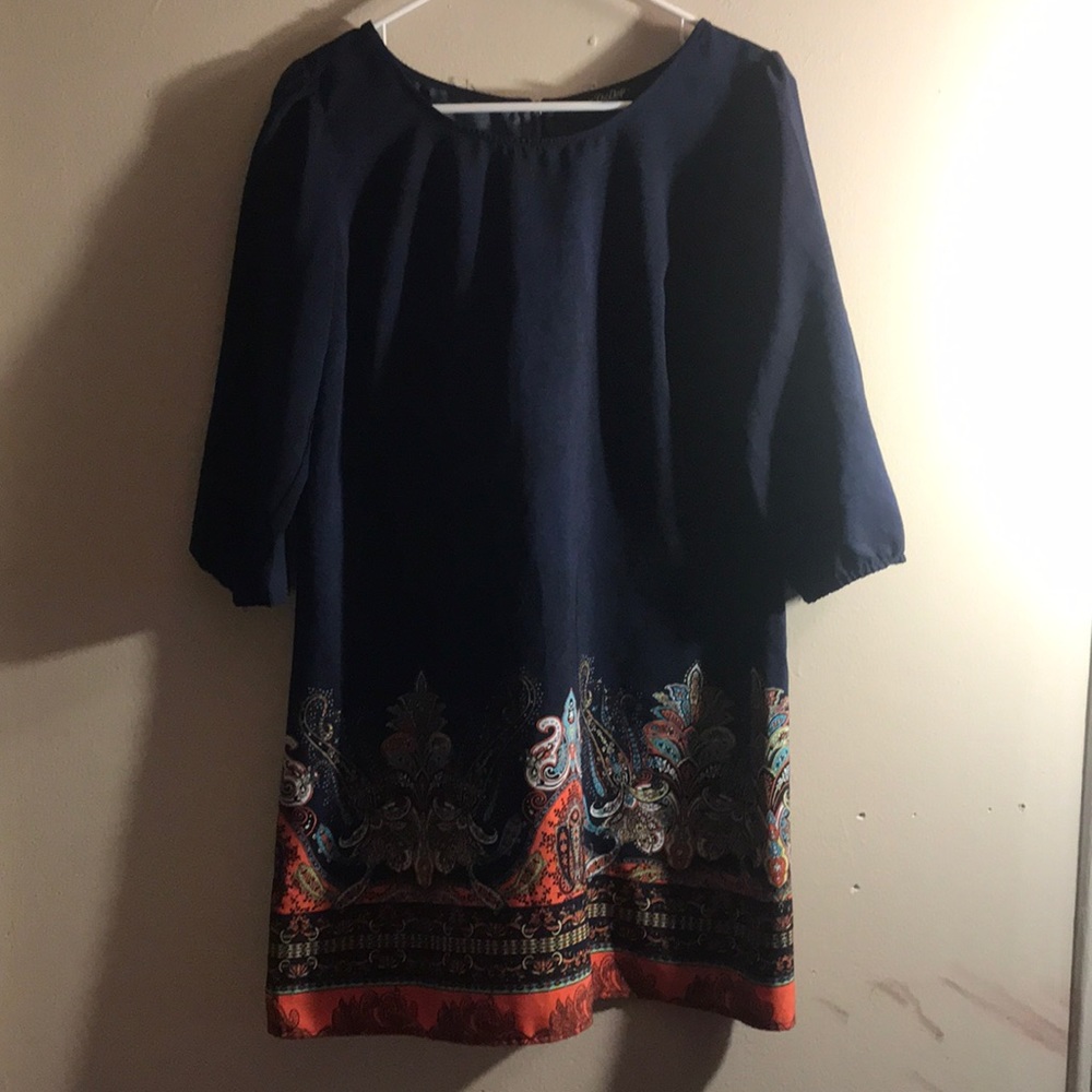 Navy blue paisley dress